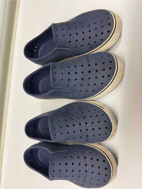 2 pairs of Native Shoes Kids Miles Navy Slip-On Water-Resistant C12 and C13